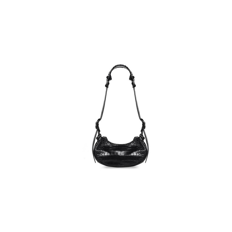 Women's Le Cagole Xs Shoulder Bag Crocodile Embossed in Black 4
