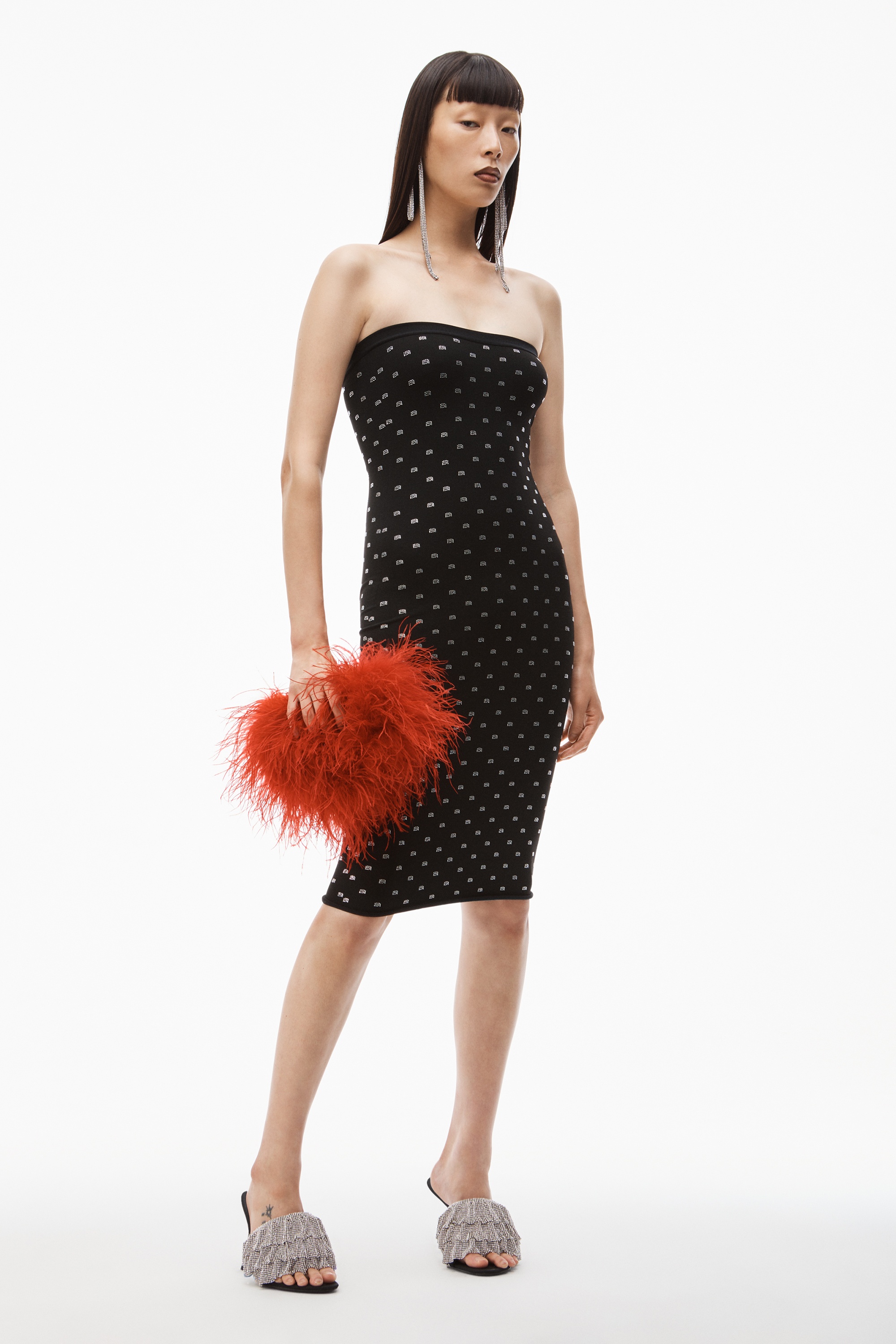 hotfix midi dress in crystal nylon - 2