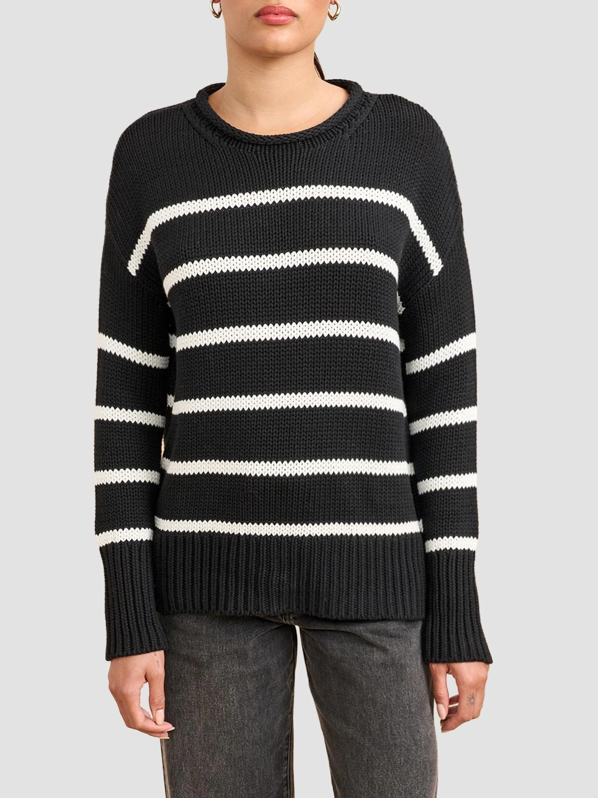 Women's Marina Sweater - Black Cream - 1