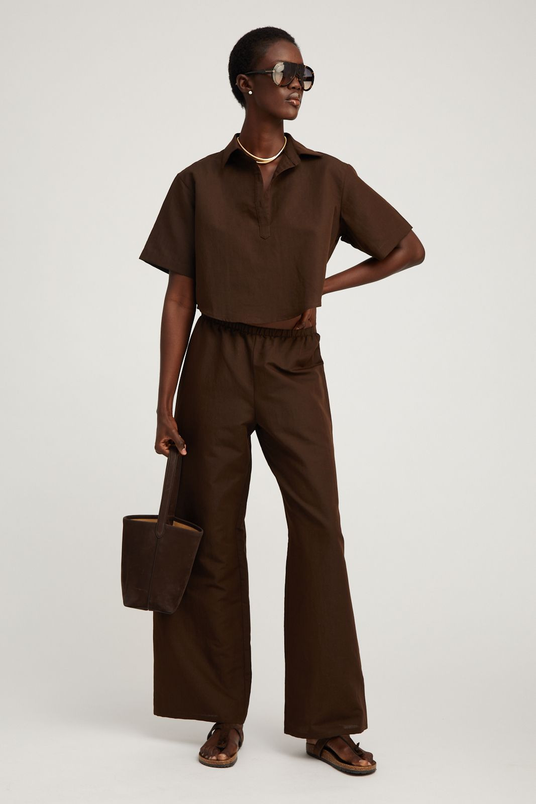 AMERICANO LINEN CROPPED HENLEY SHIRT - 3