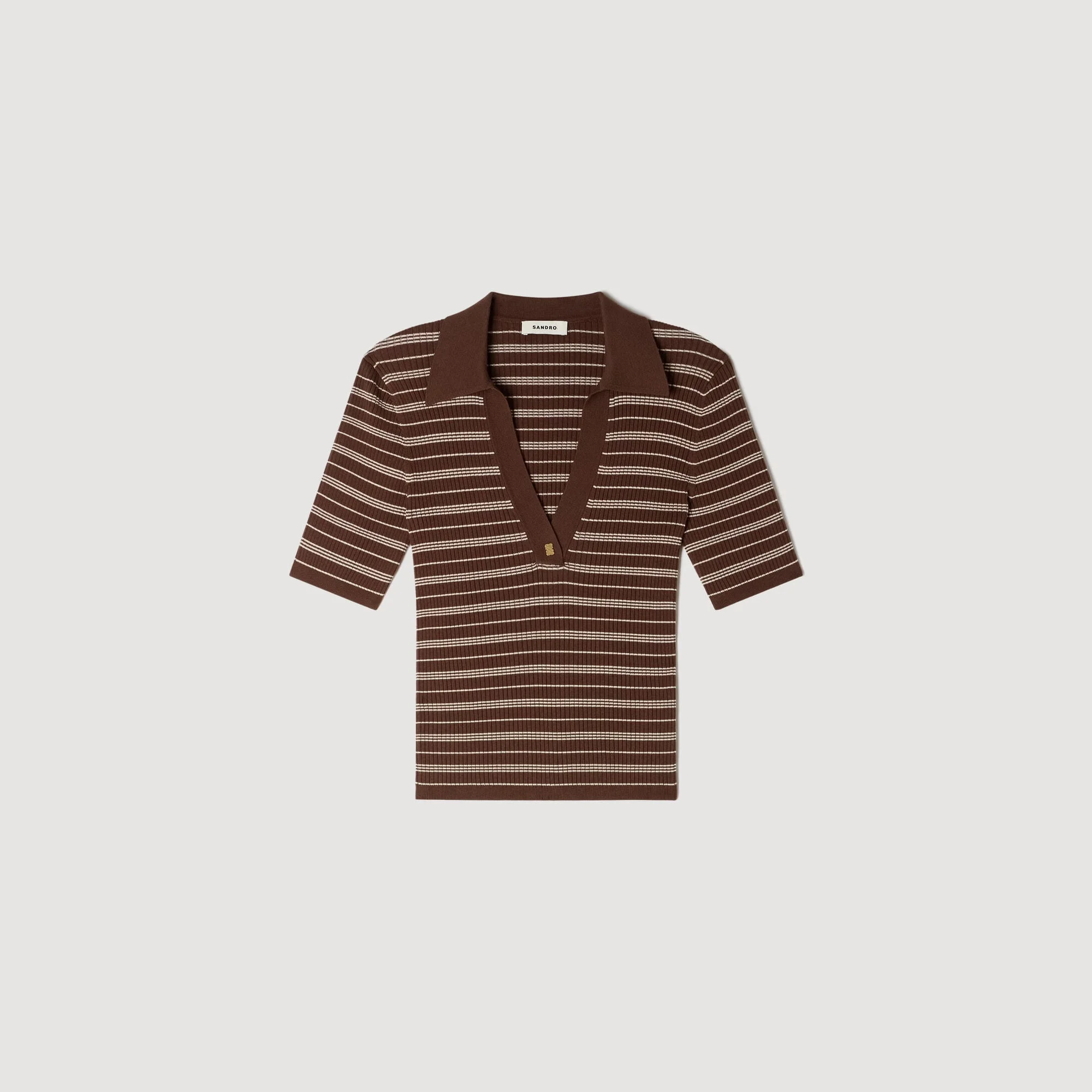 STRIPED V-NECK POLO SWEATER - 1