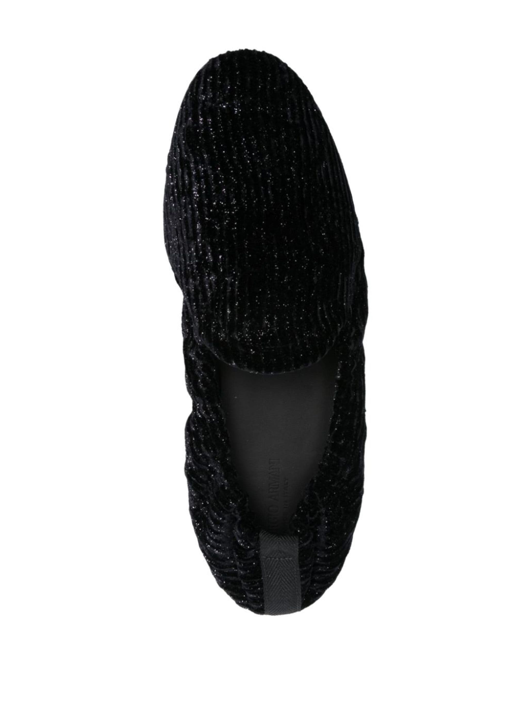 glittered textured-velvet loafers - 4