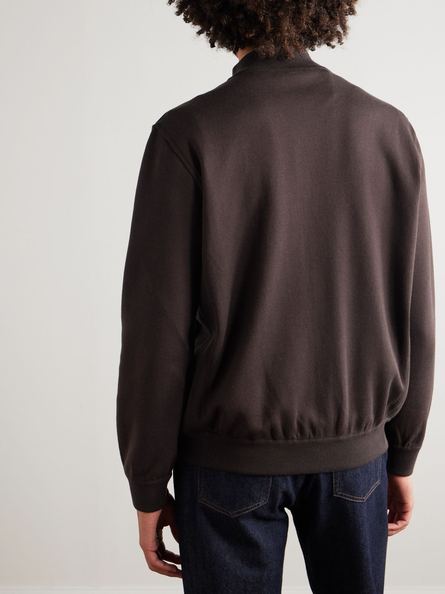 Whitney Ribbed Cotton, Silk and Cashmere-Blend Sweater Brown - 3