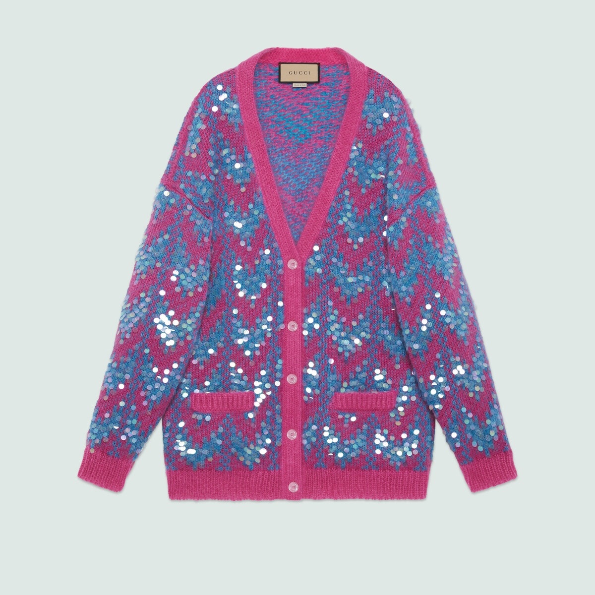 Chevron wool and sequin cardigan - 1