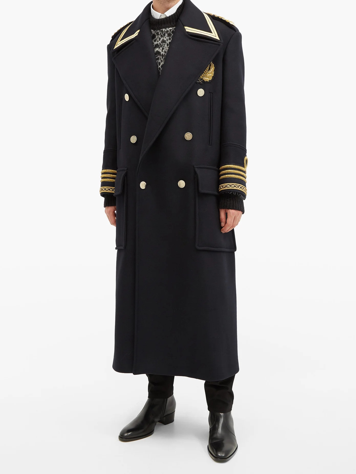 Double-breasted wool-blend military coat - 6