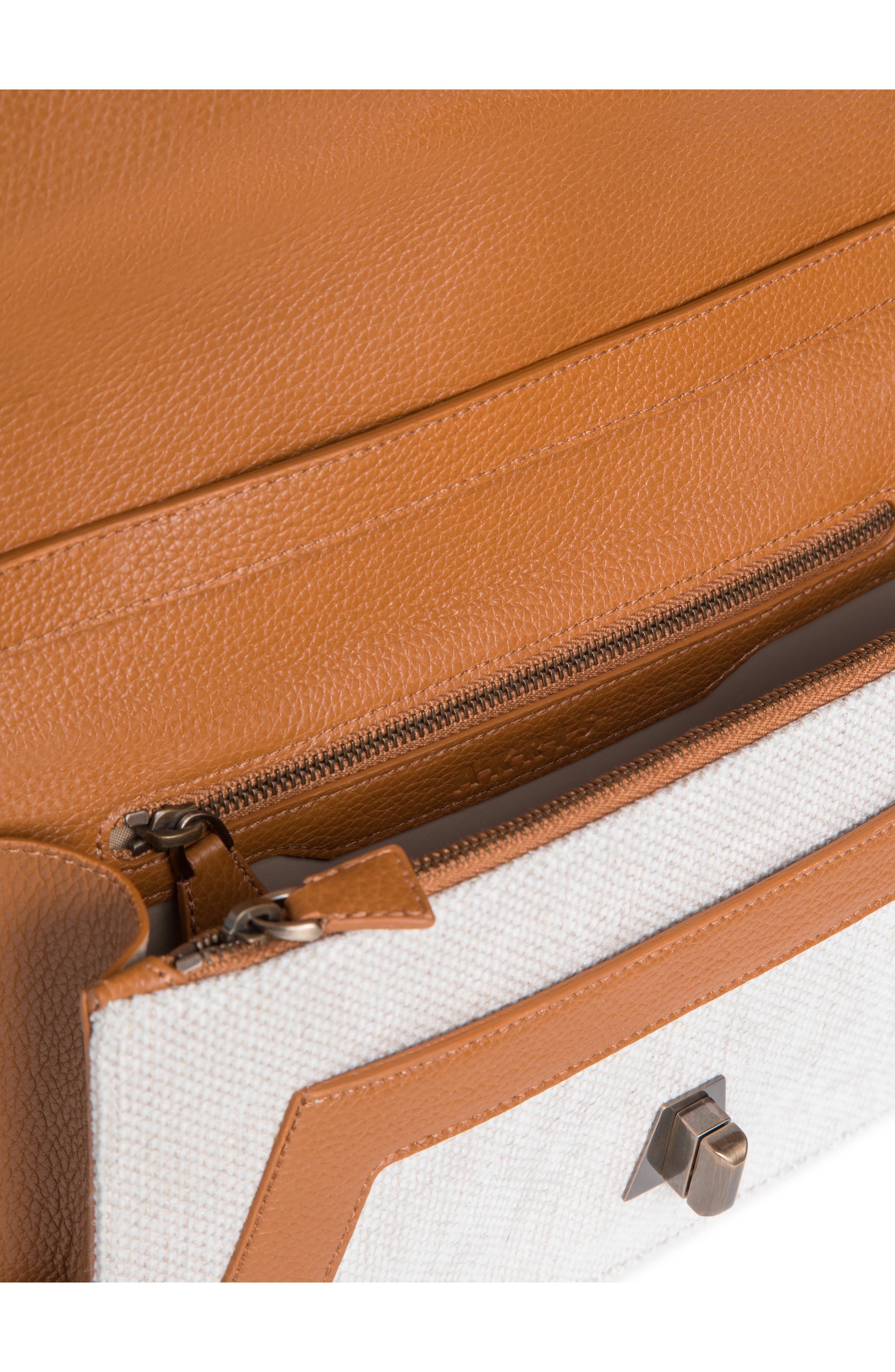 Akris Anouk Canvas & Calfskin Shoulder Bag in Stucco/Cuoio at Nordstrom - 5
