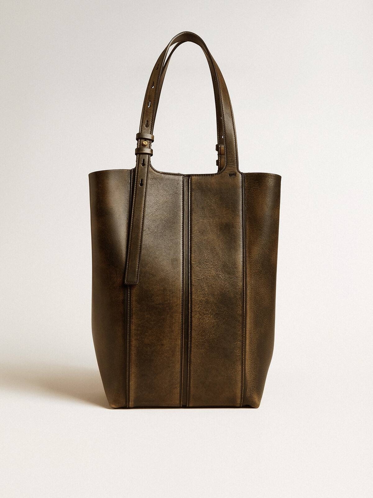 24/7 Bag in black distressed leather with adjustable handles - 7