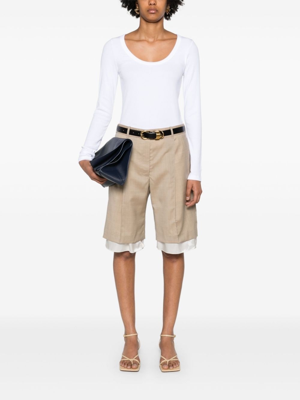 scoop-neck fine-ribbed T-shirt - 2