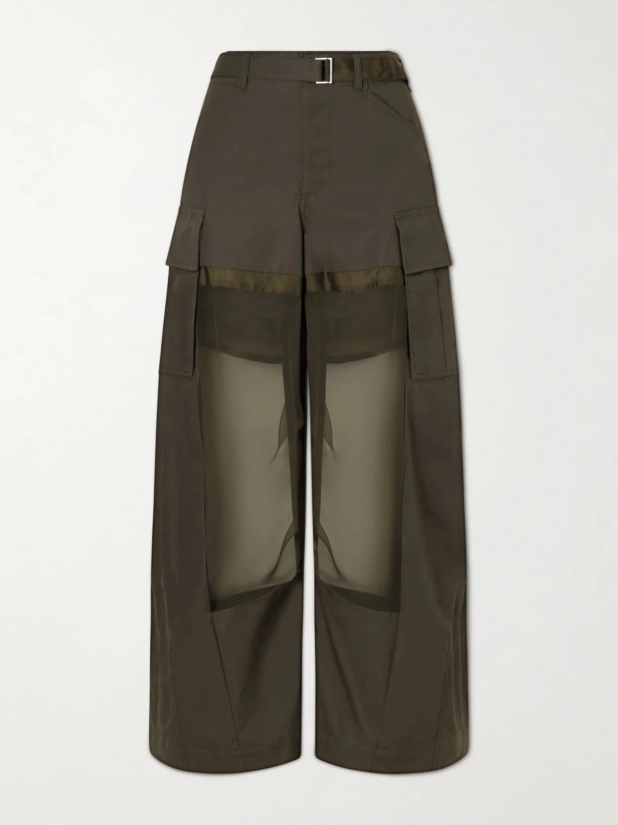 Chiffon And Cotton Wide-leg Pants - 1