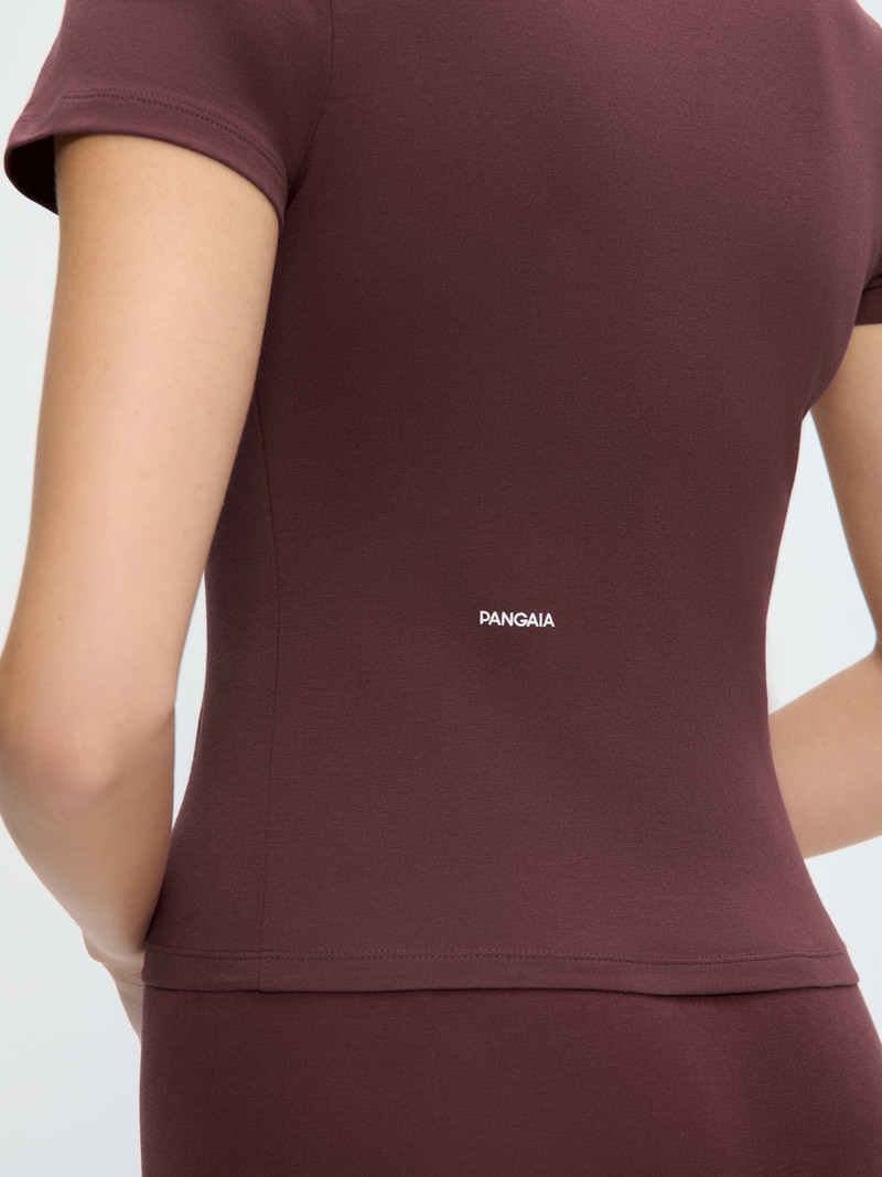 Womens Cotton-Stretch Slim T-Shirt - Chestnut Maroon 4