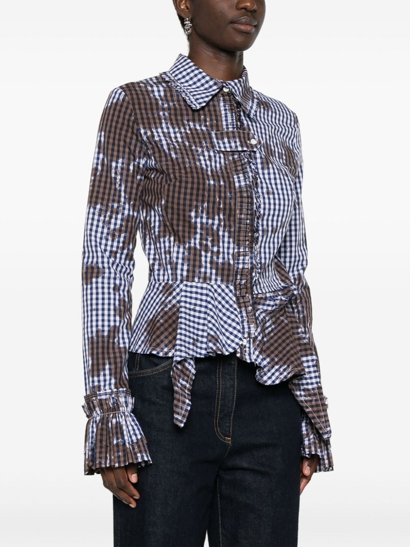 stained gingham ruffled shirt 3
