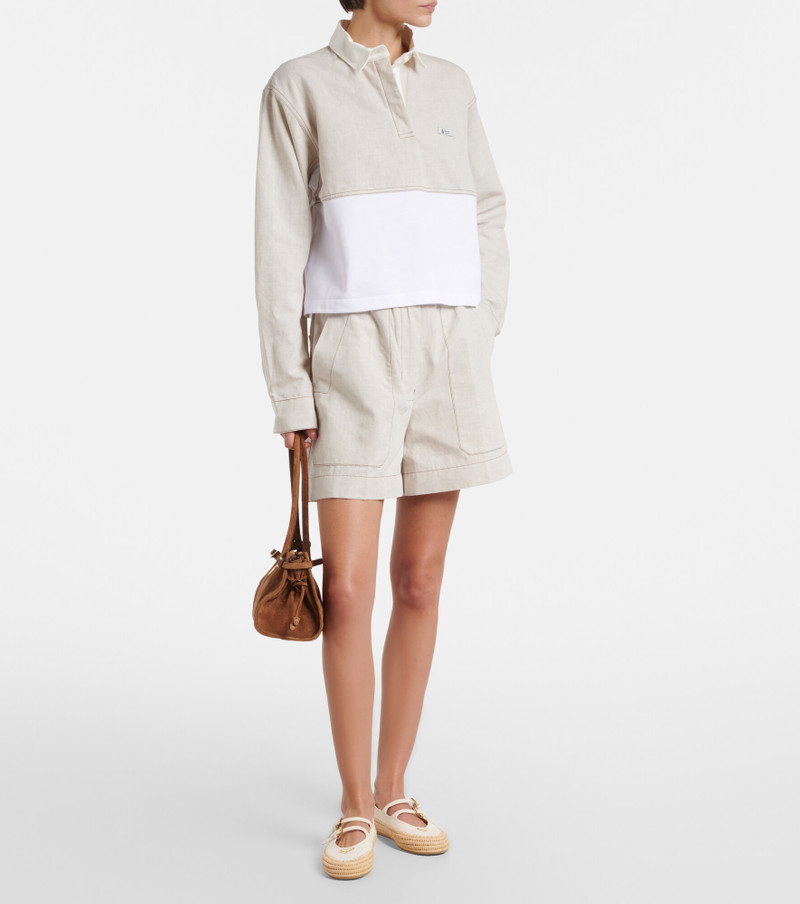 Prada Cotton and linen chambray shorts outlook