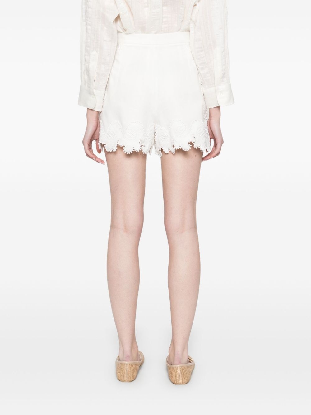 guipure lace-detail shorts - 4