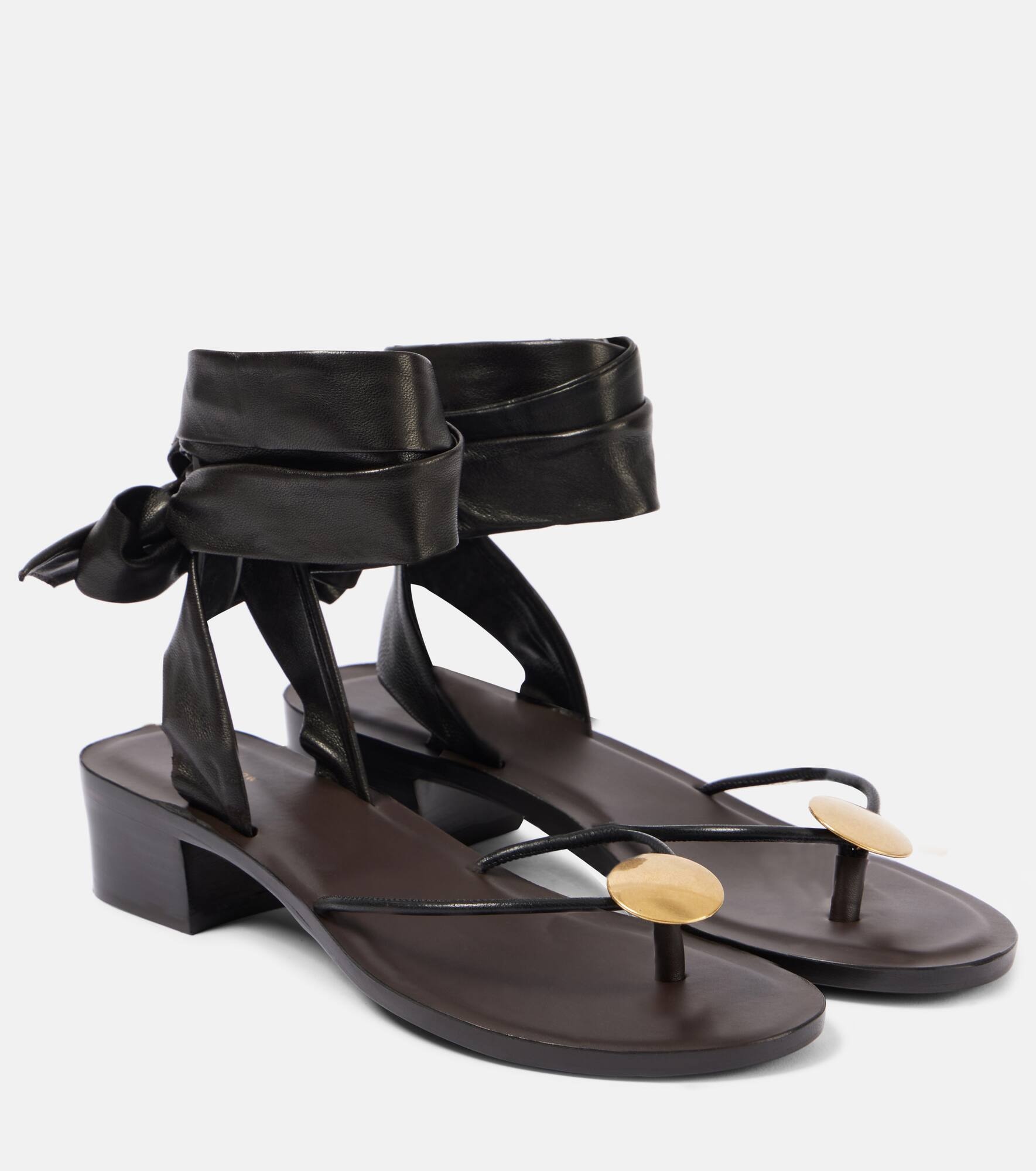 Cord leather thong sandals - 1