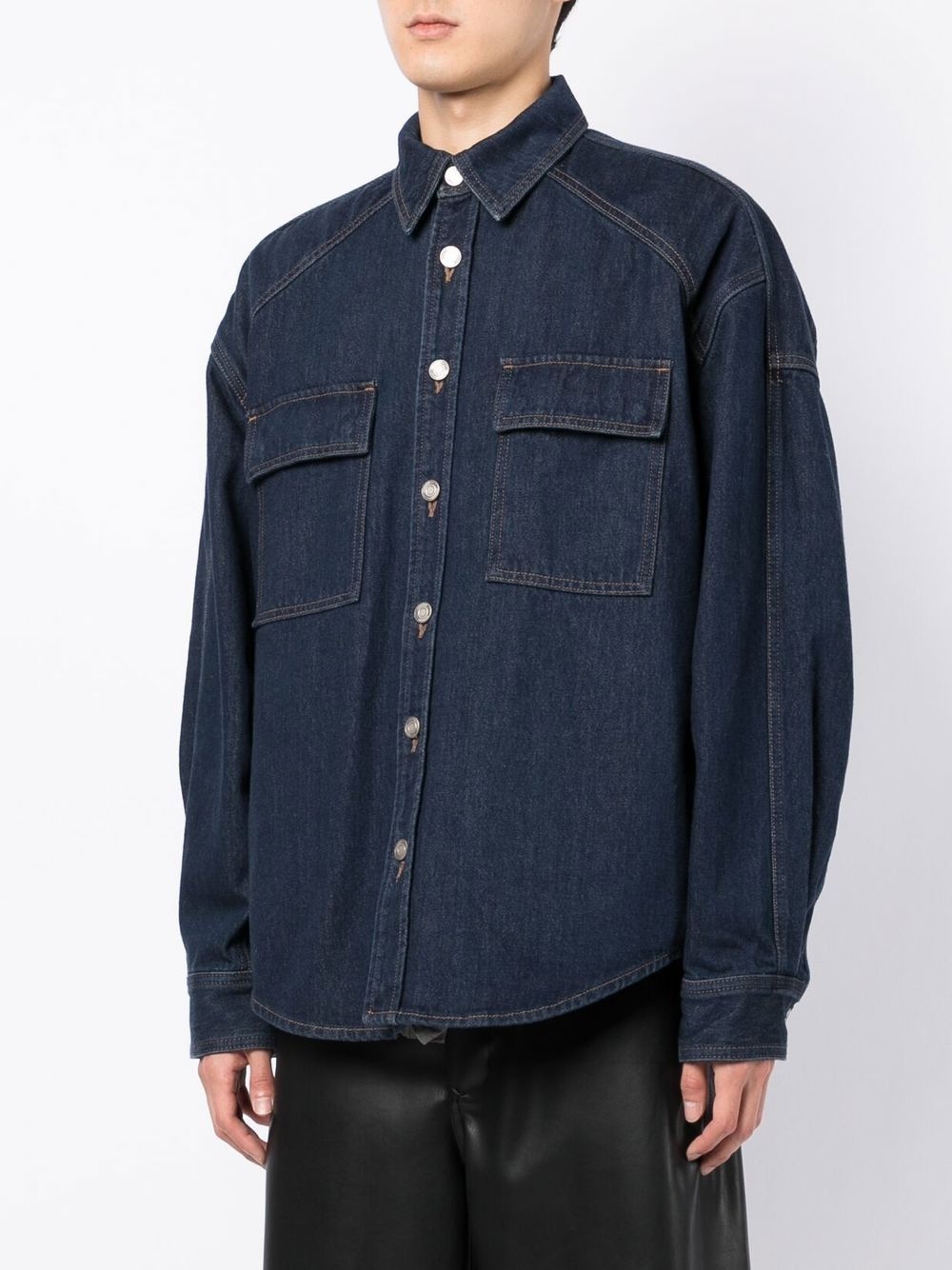 logo-patch denim shirt - 3