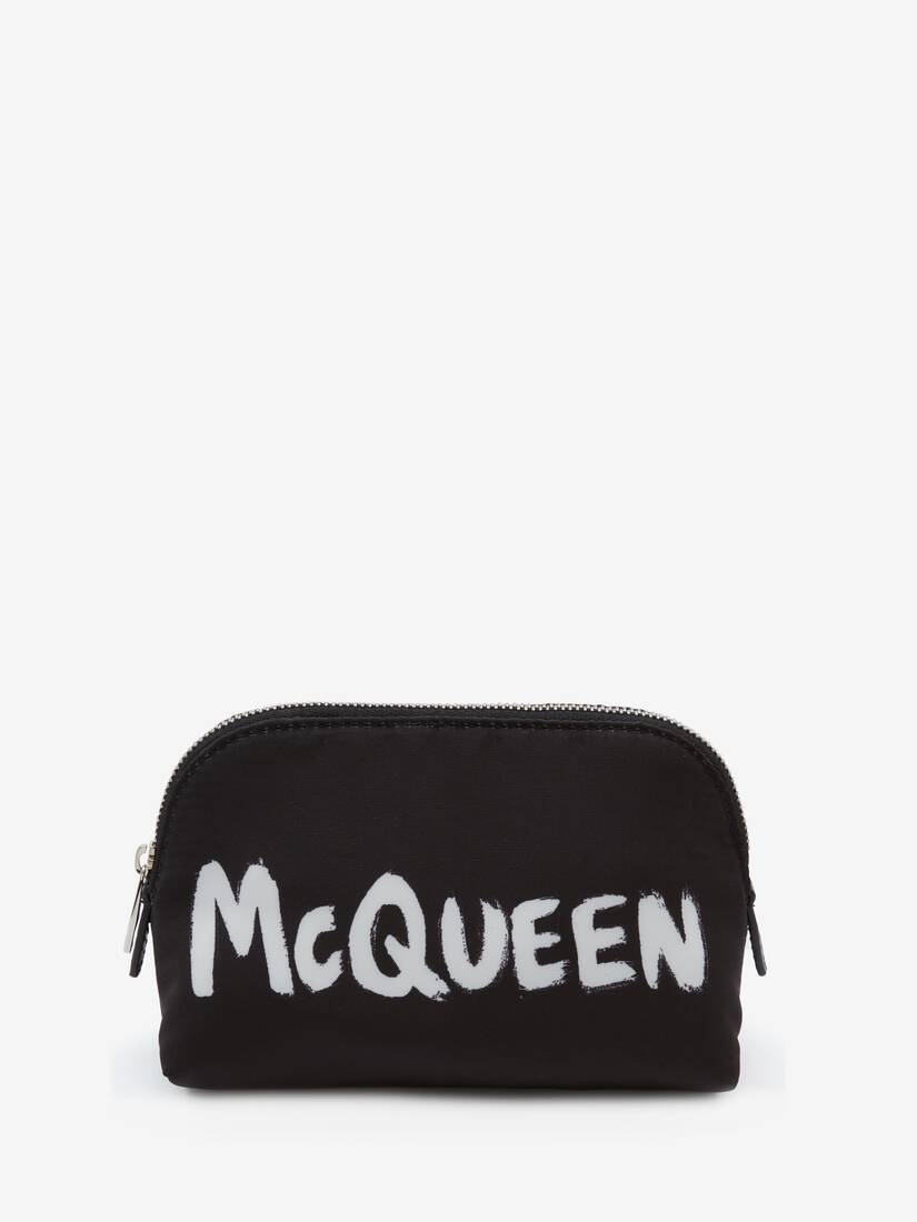 Mcqueen Graffiti Medium Zip Pouch in Black/white - 1