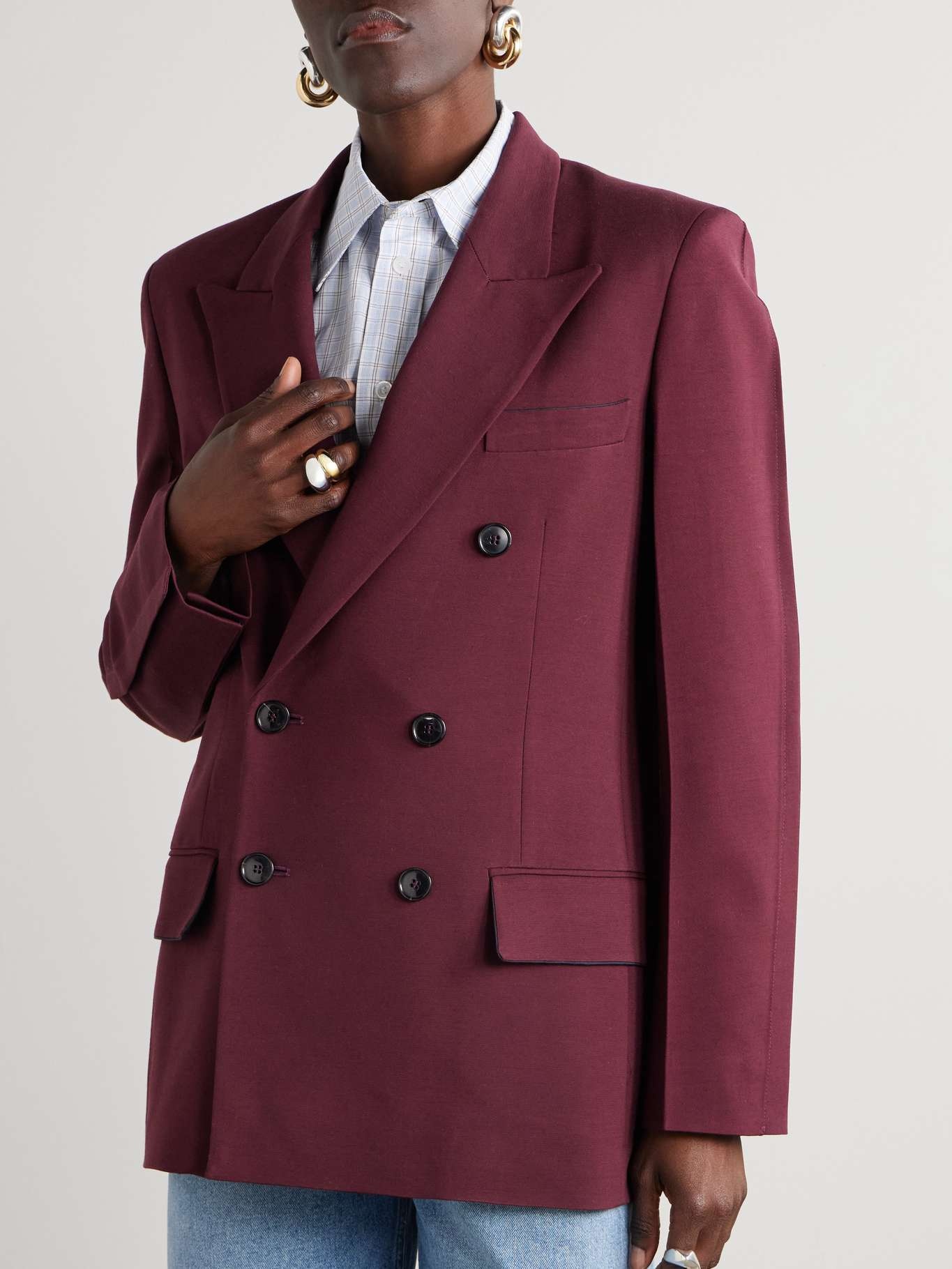 Double-breasted crepe blazer Red - 3