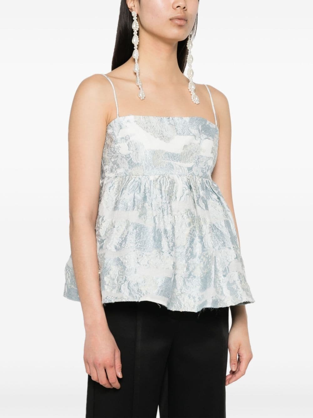 Sghari floral-jacquard top - 3