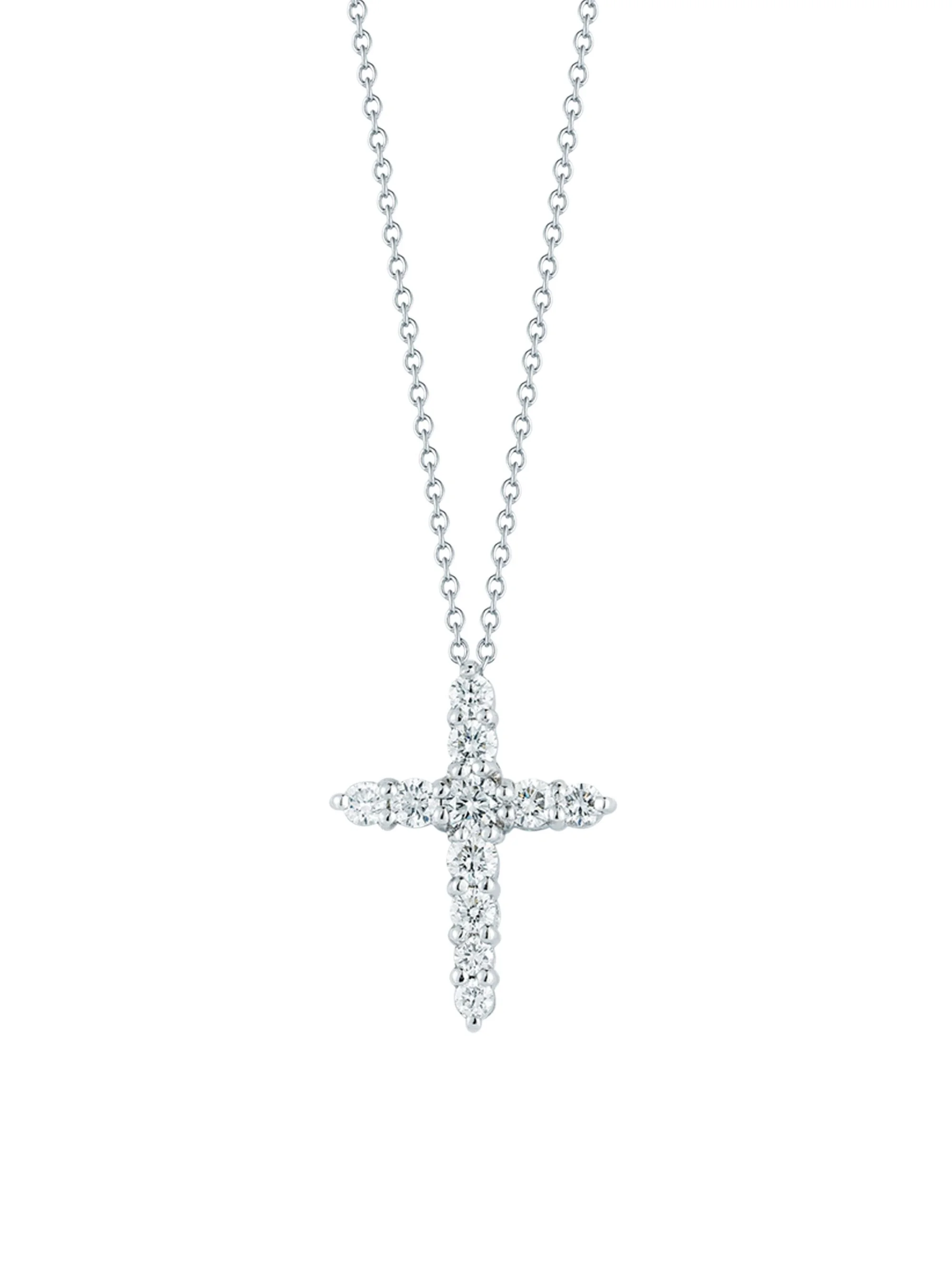 Women's Tiny Treasures Diamond & 18K White Gold Cross Pendant Necklace - White Gold - 1