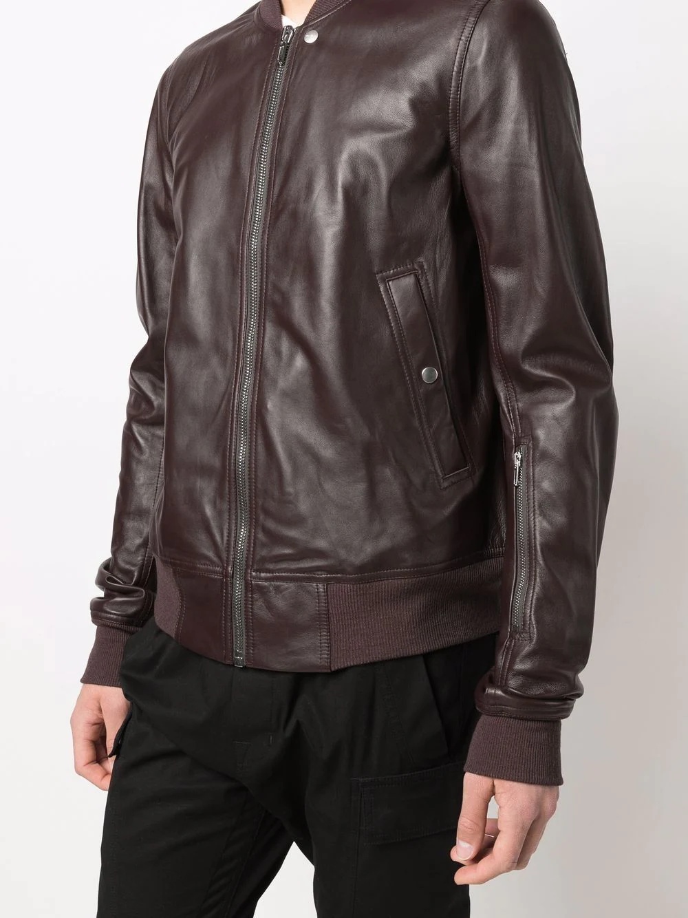 zip-up leather jacket - 5