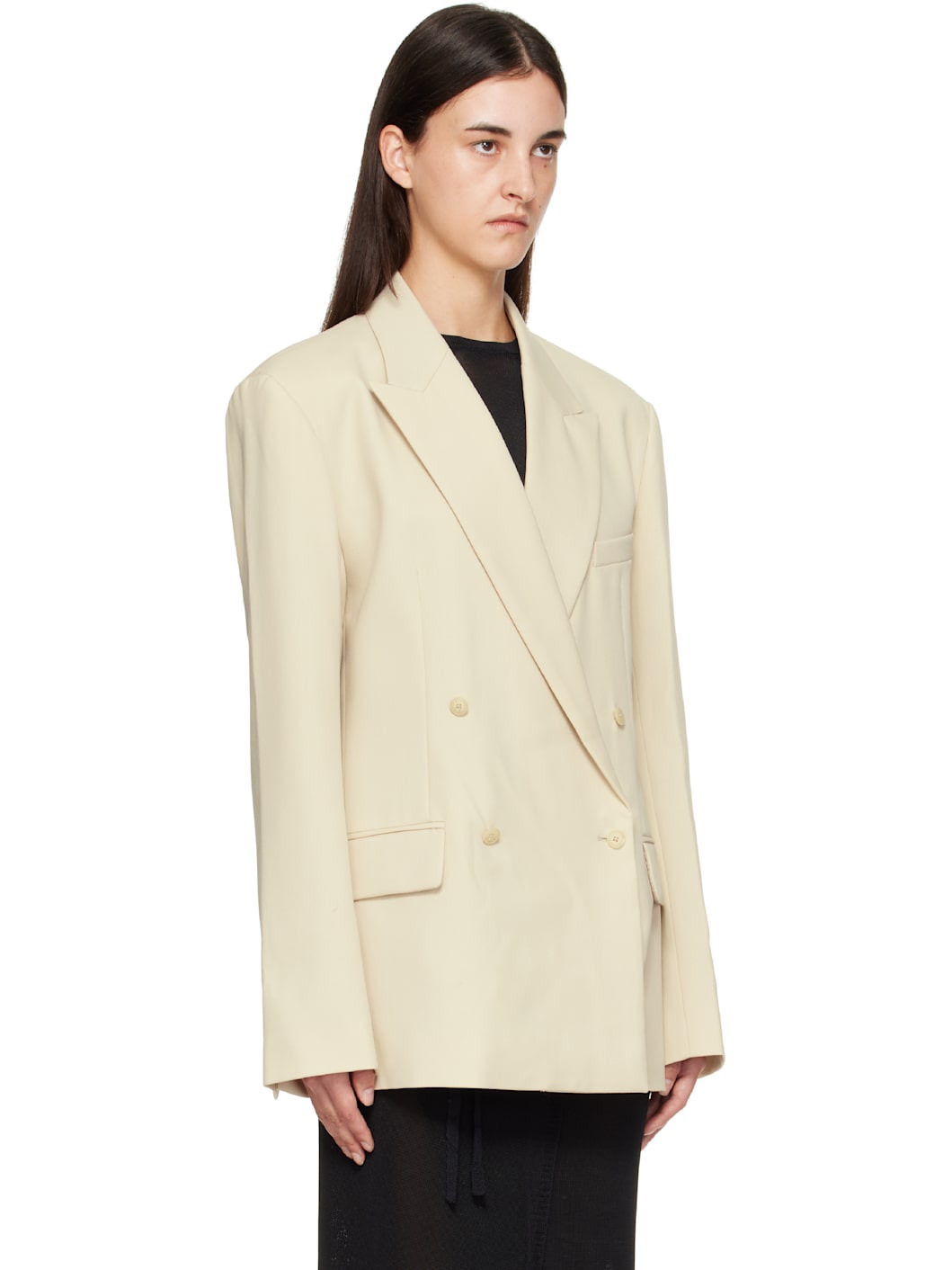 Beige Newark Double Breasted Blazer - 2