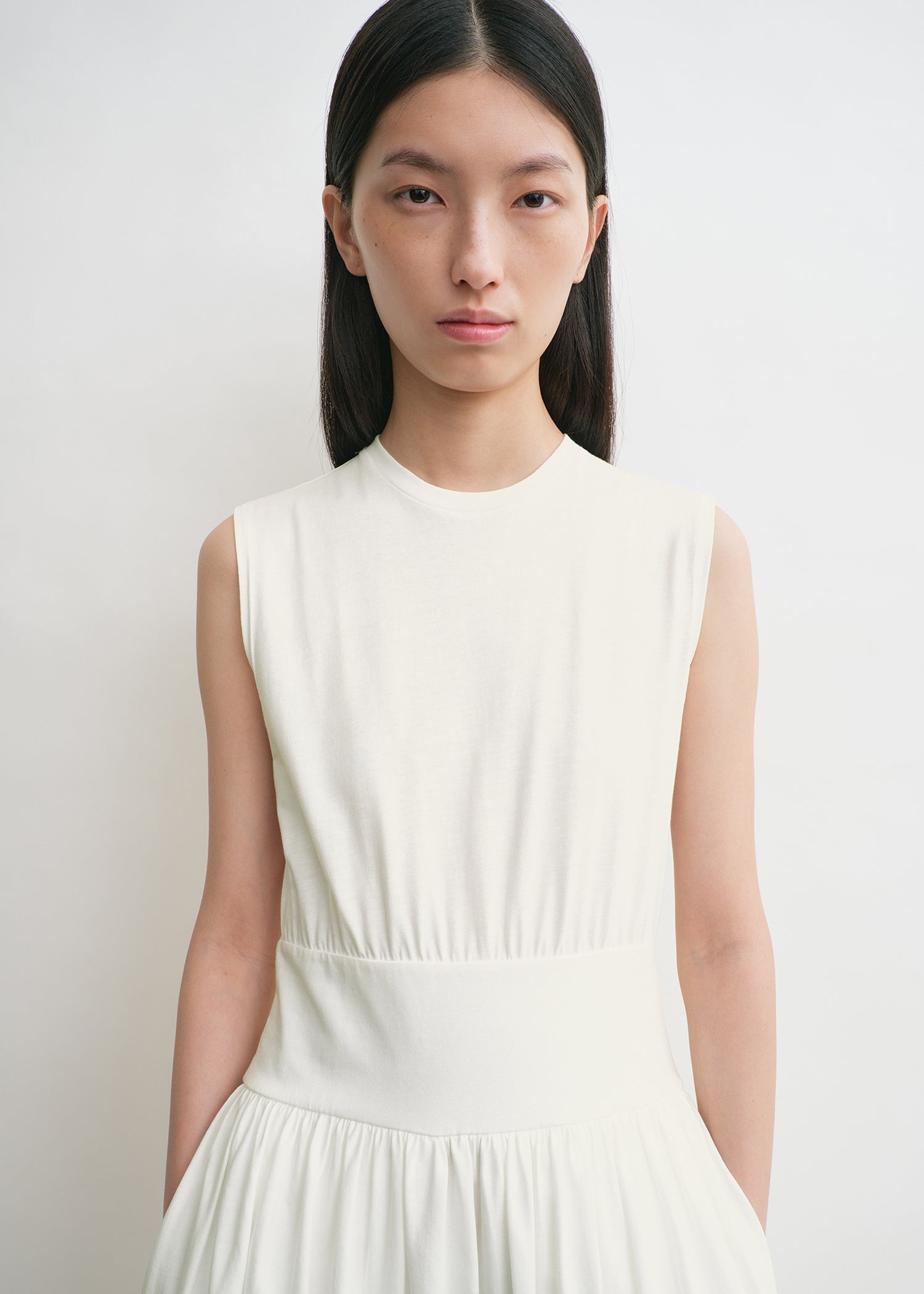Sleeveless cotton tee dress off white - 5
