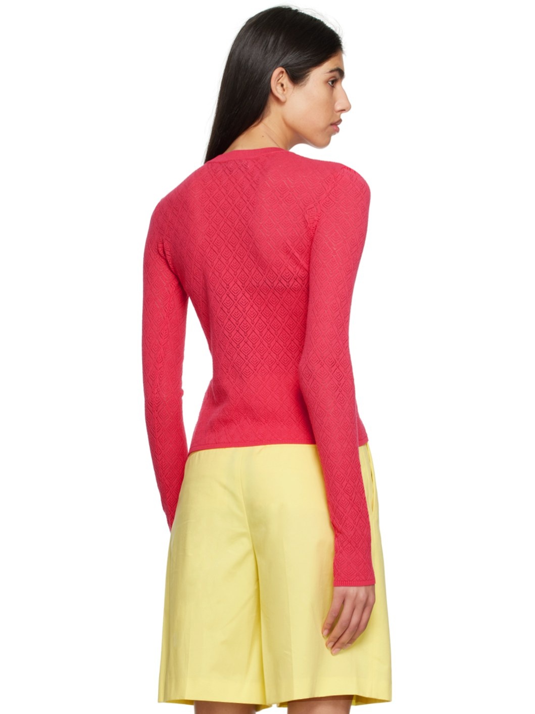 Pink Crewneck Long Sleeve T-Shirt - 3