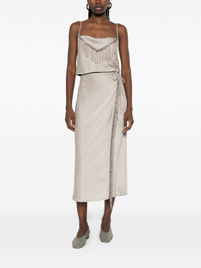 Nanushka sarong fringe-detail midi skirt outlook