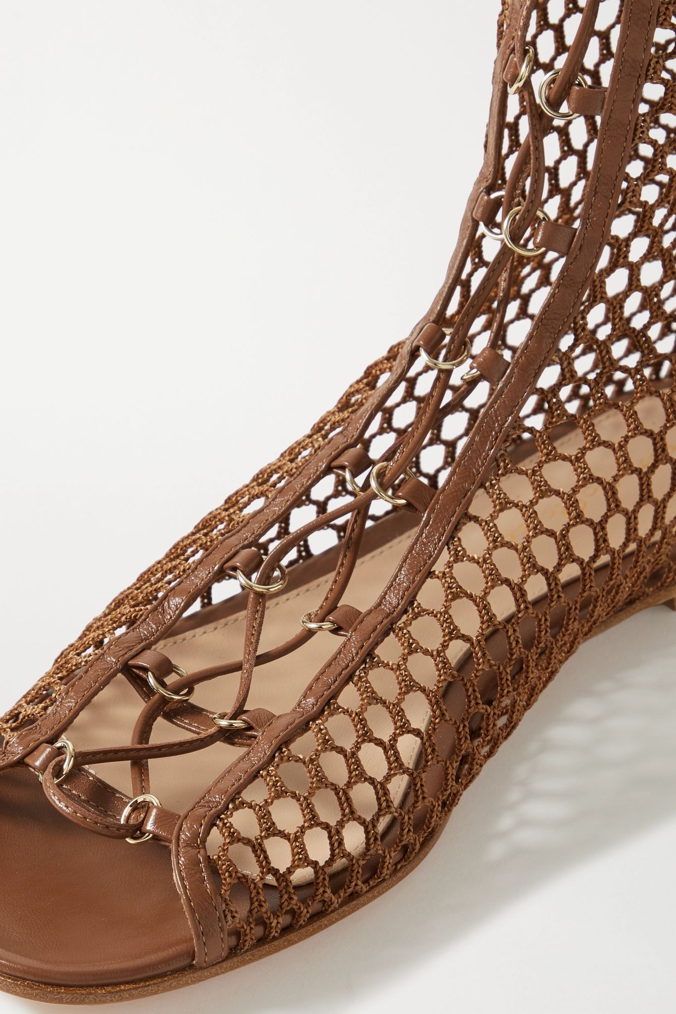 Leather-trimmed mesh sandals - 5