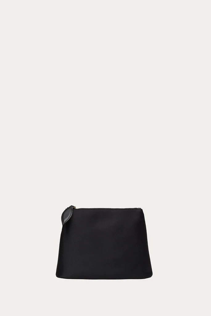 ZIP CLUTCH BLACK SATIN - 1