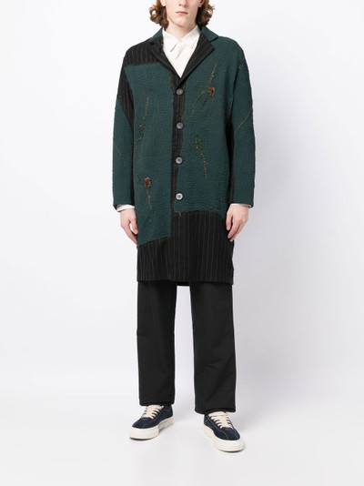 By Walid Gil floral-embroidered pinstripe coat outlook