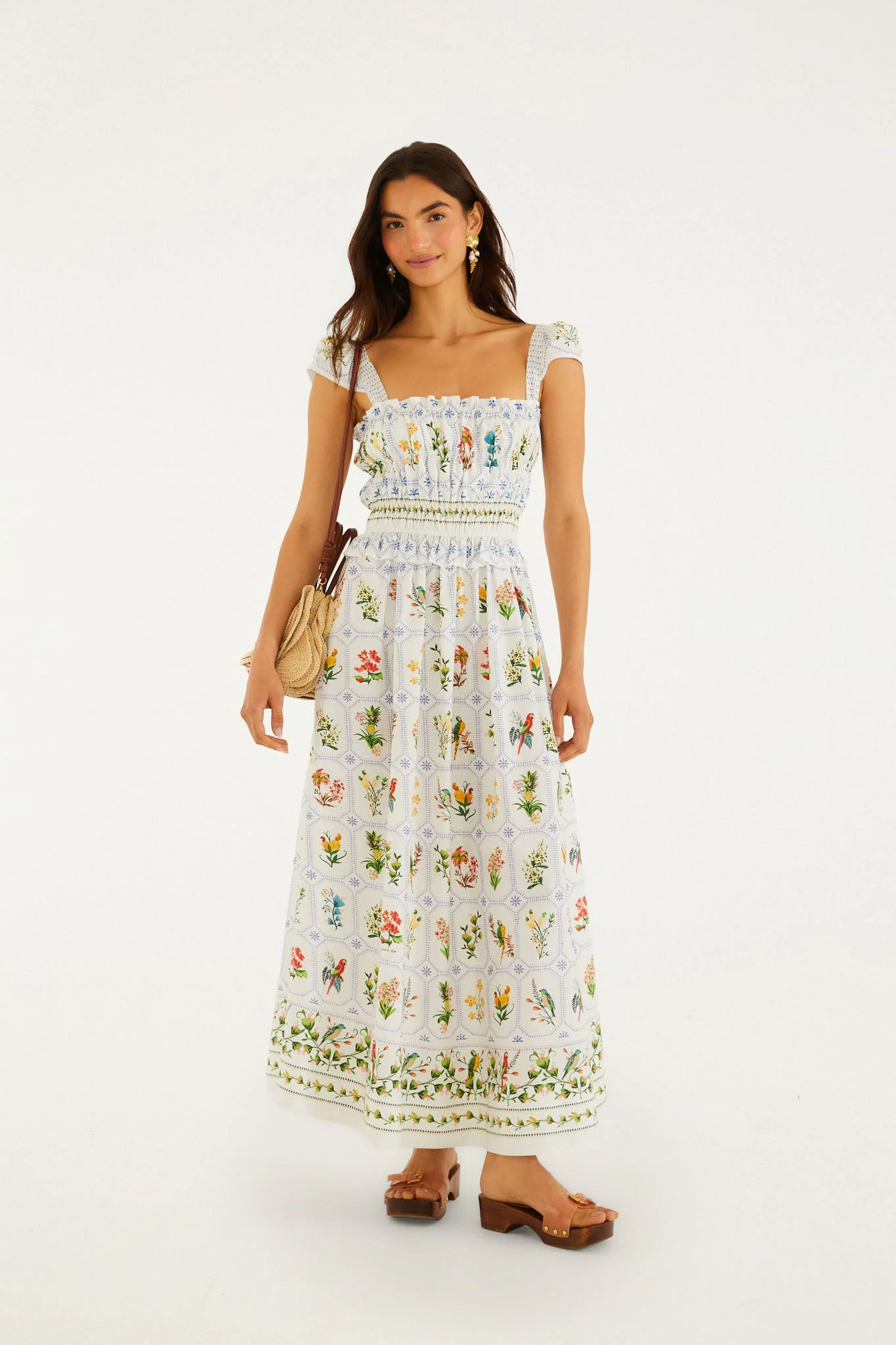 Off-White Tropical Porcelain Organic Cotton Maxi Dress - 1