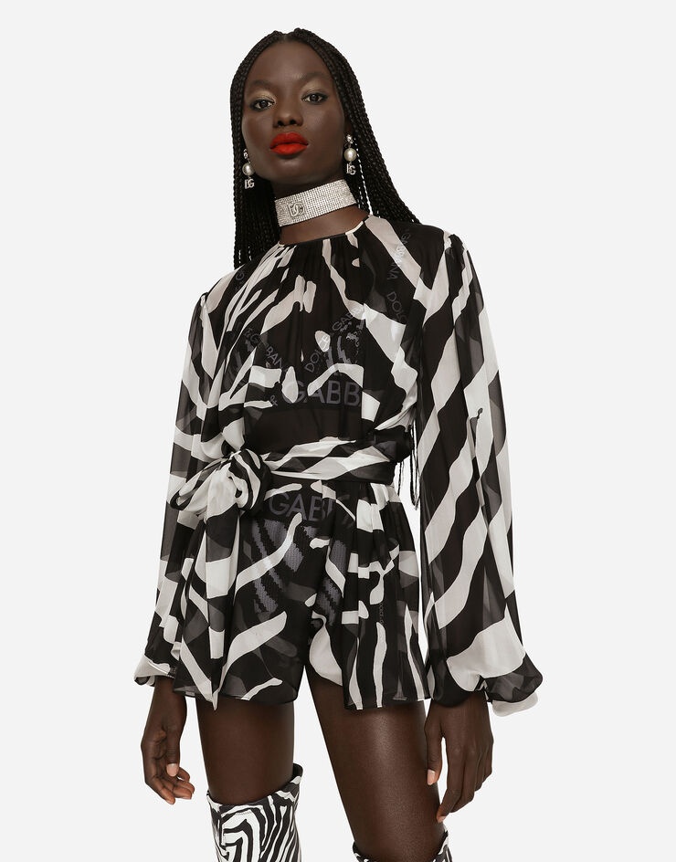 Zebra-print chiffon blouse - 4