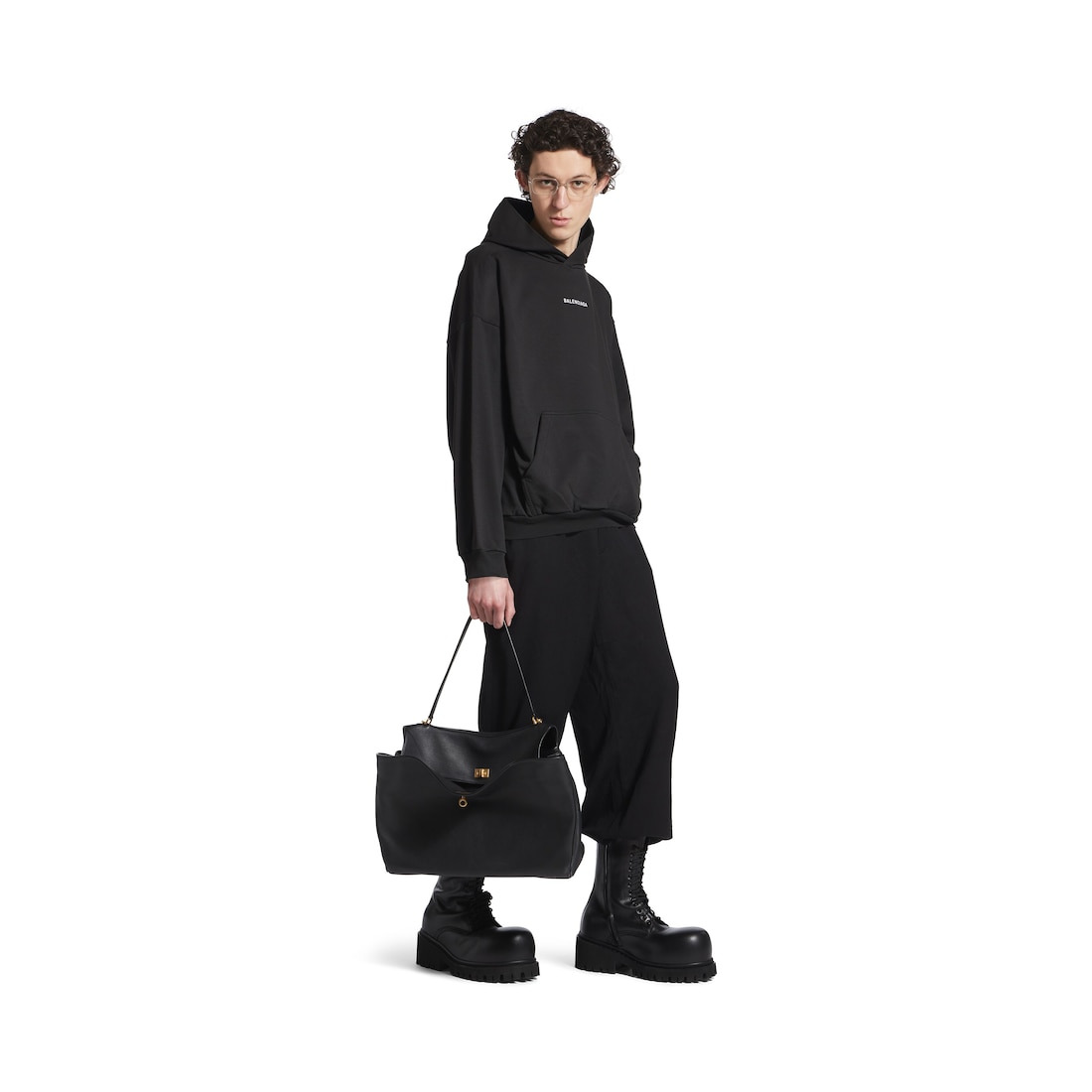 New Balenciaga Back Hoodie Medium Fit in Black - 4