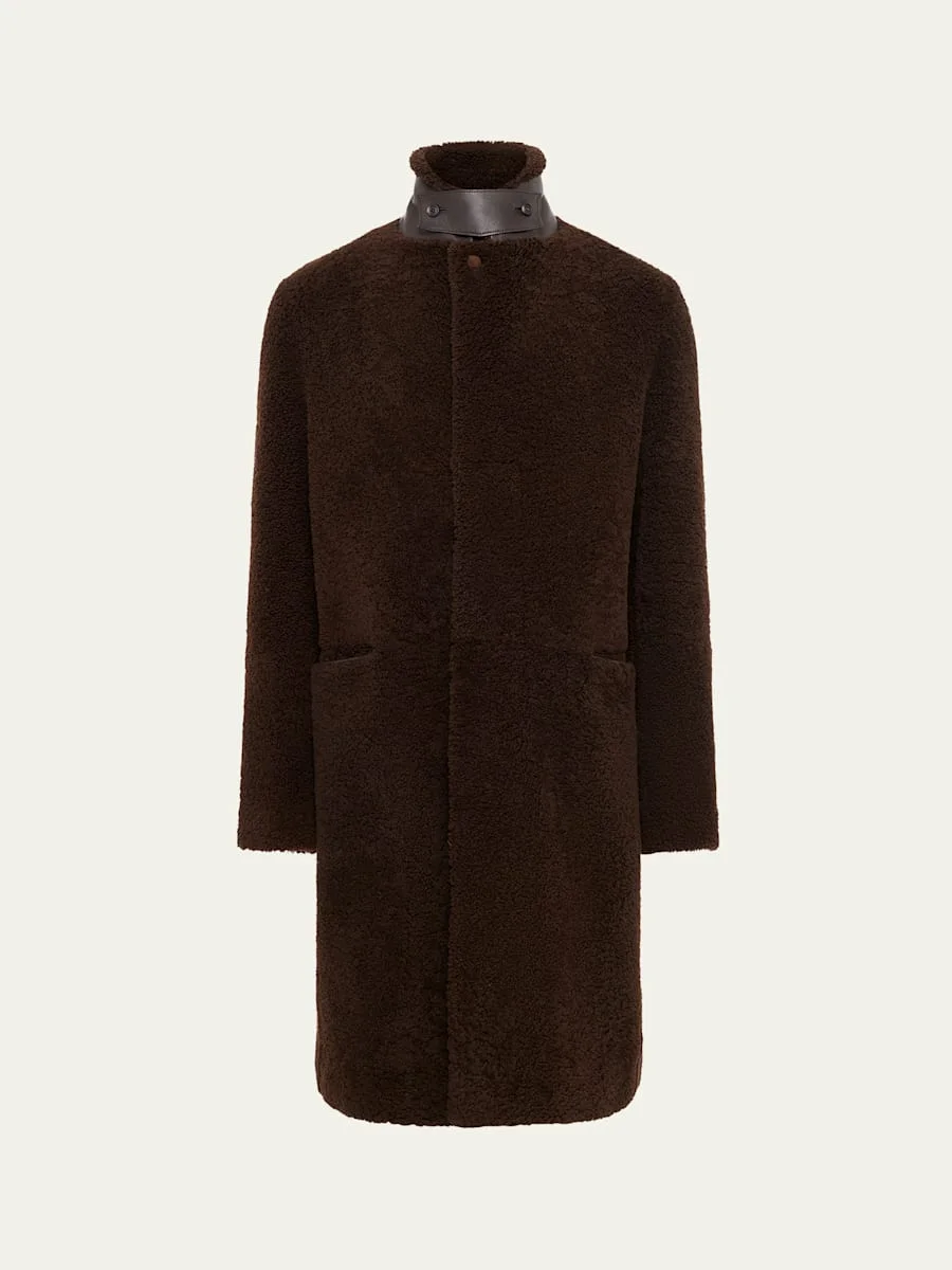 Men's Shearling Teddy Car Coat - 1