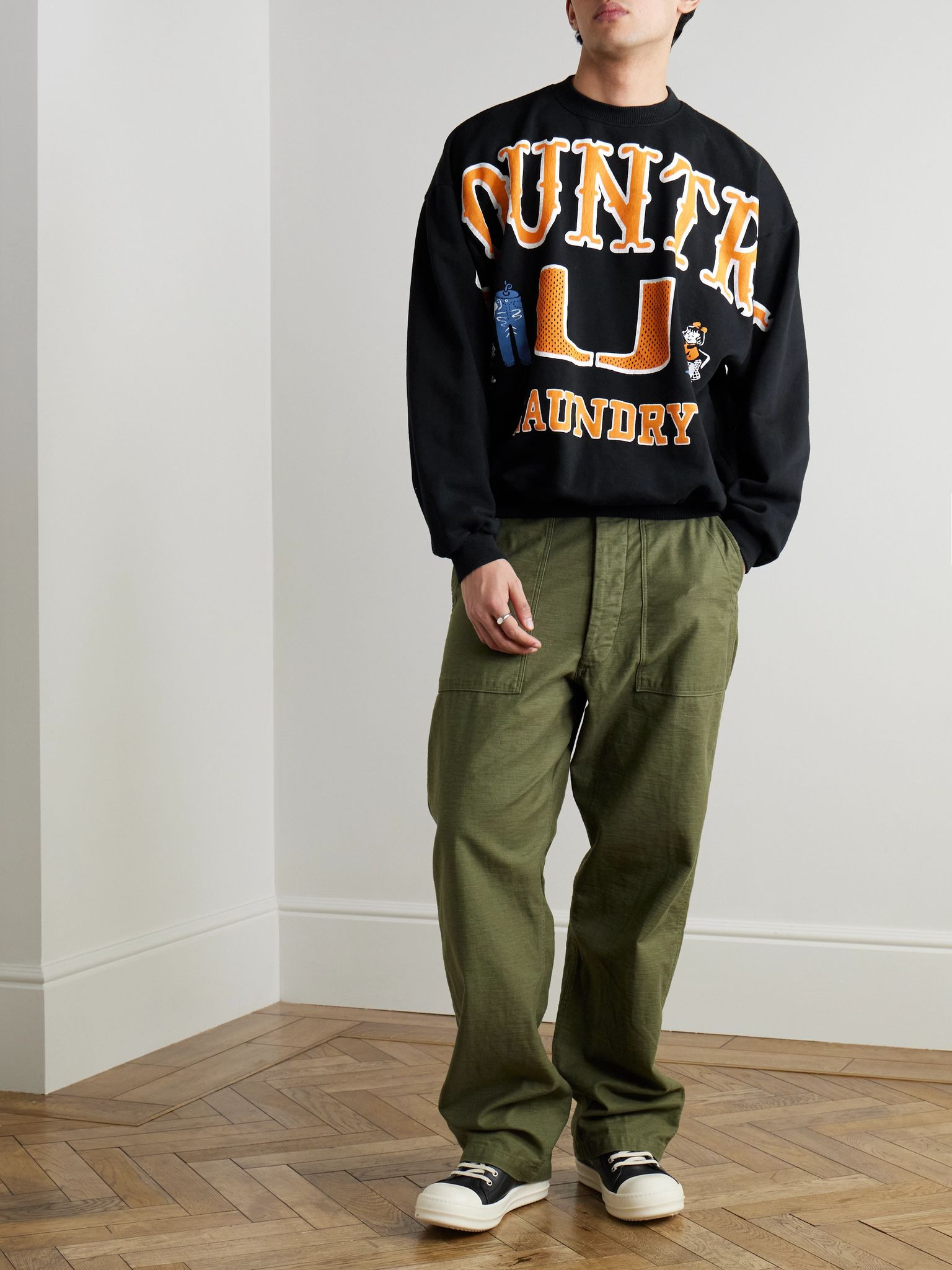 Printed Cotton-Jersey Sweatshirt Black - 2