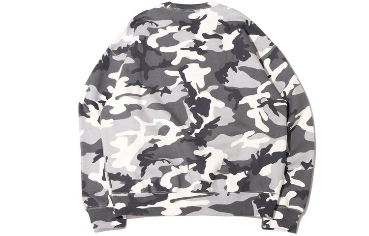 Men's Nike Solo Swoosh Camouflage Fleece Round Neck Pullover Gray DN1256-133 - 2