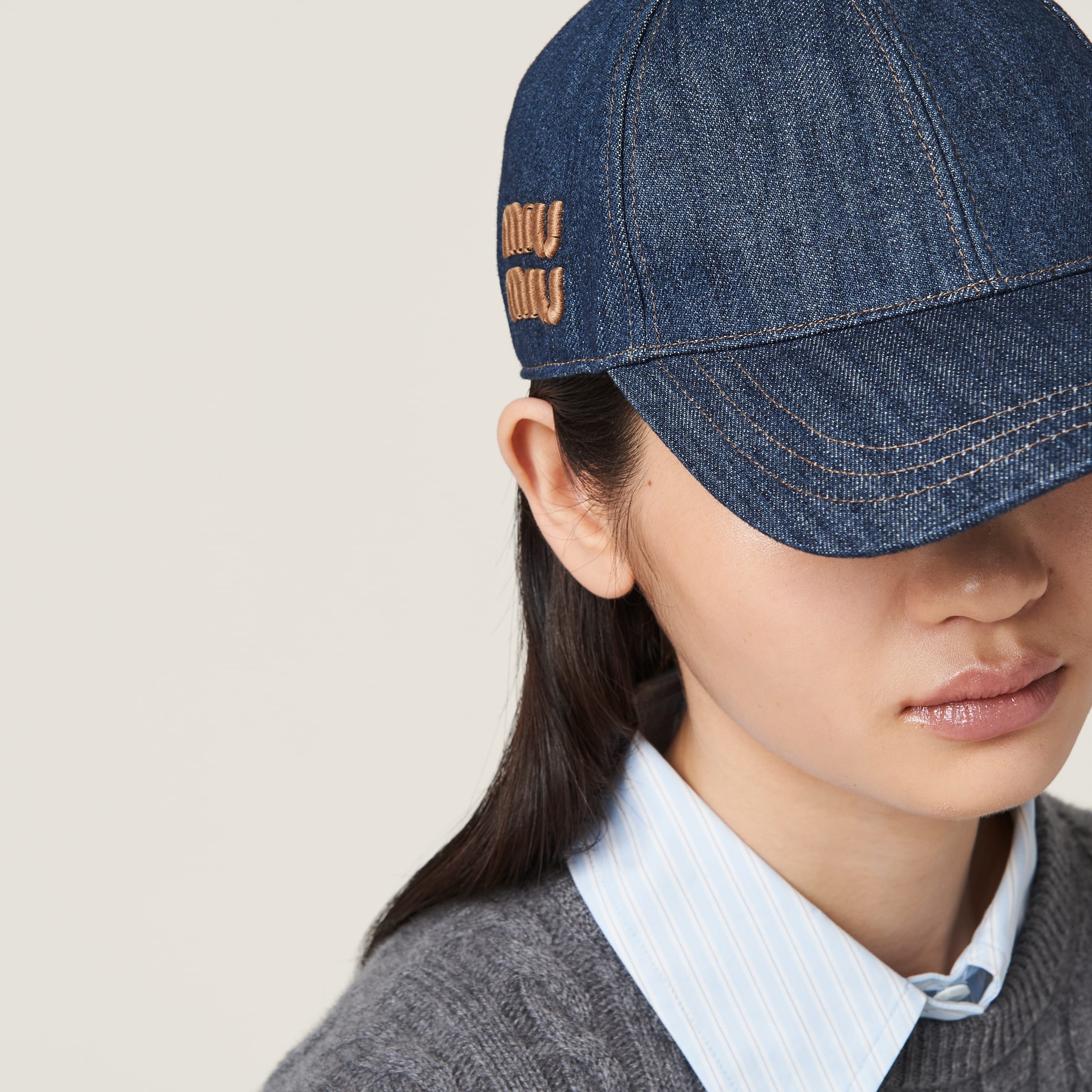 Denim baseball cap