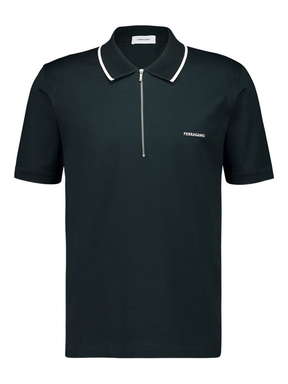 zip-neck piqué polo shirt - 1