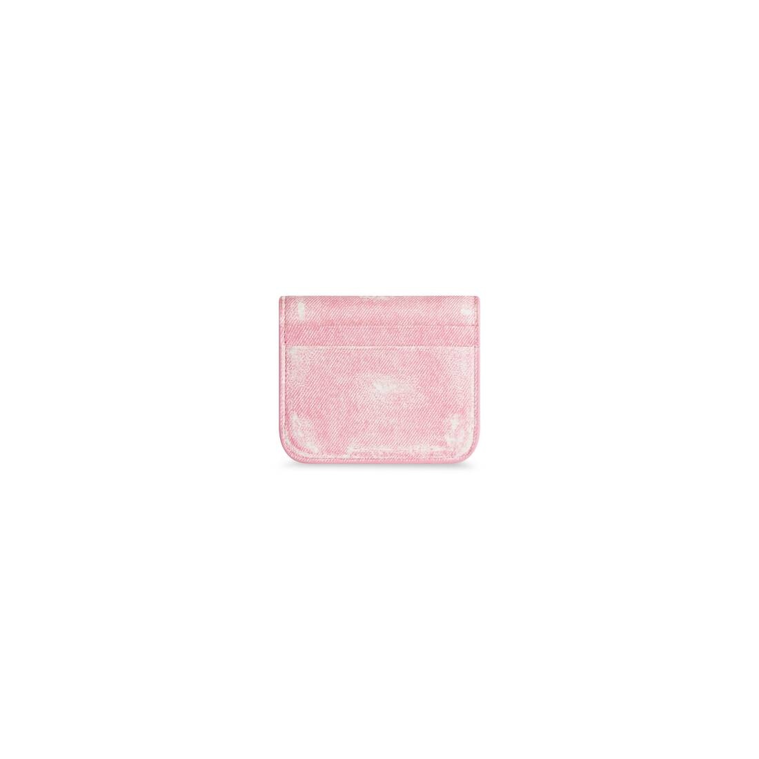 Women's Cash Flap Coin And Card Holder Denim Printed  in Pink - 2
