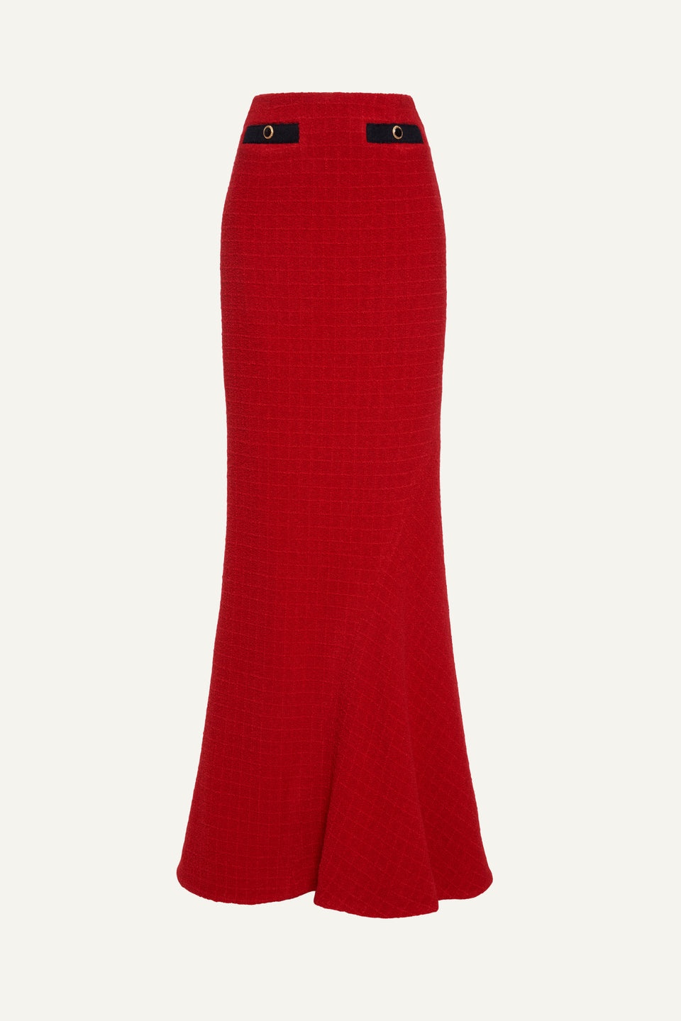 CHECKED TWEED BOUCLE LONG SKIRT - 1