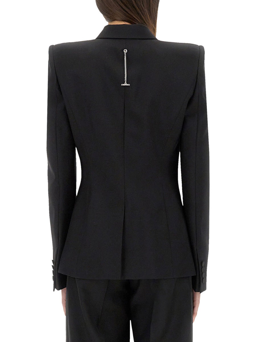 Alexander Mcqueen Women Double-Breasted Jacket With Voluminous Shoulders - 3