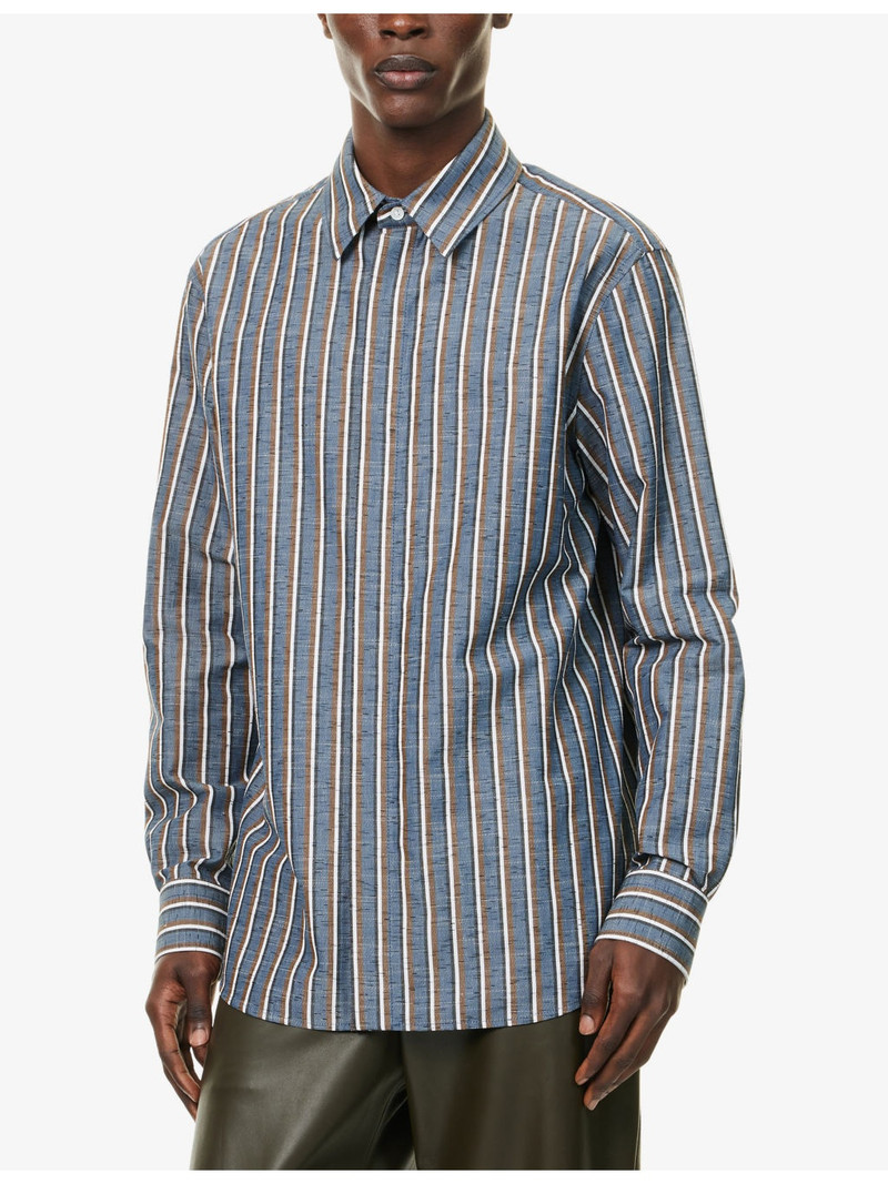 Bold-Stripe Regular-Fit Cotton and Linen-Blend Shirt 3