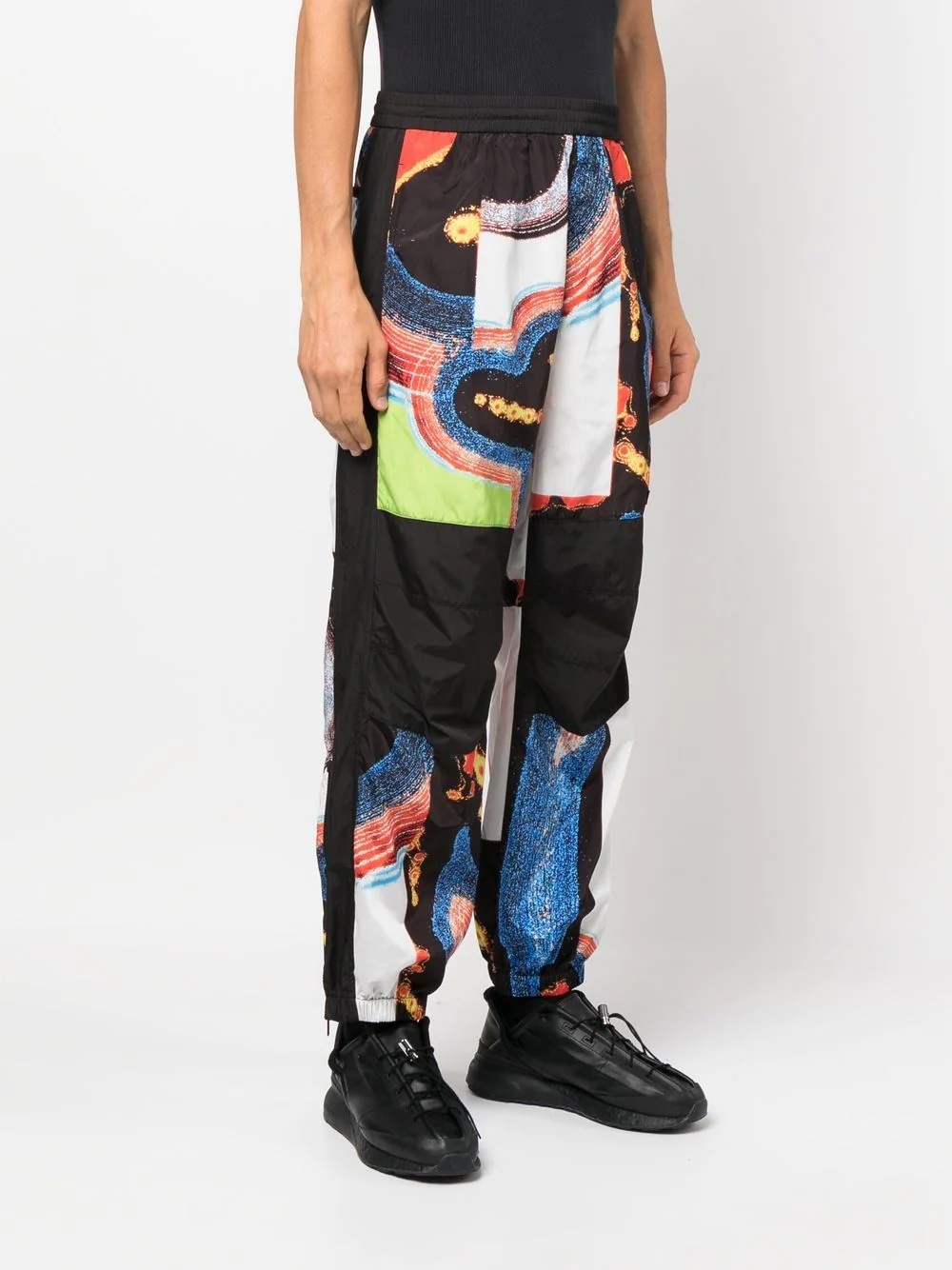 abstract-pattern paneled track pants - 3