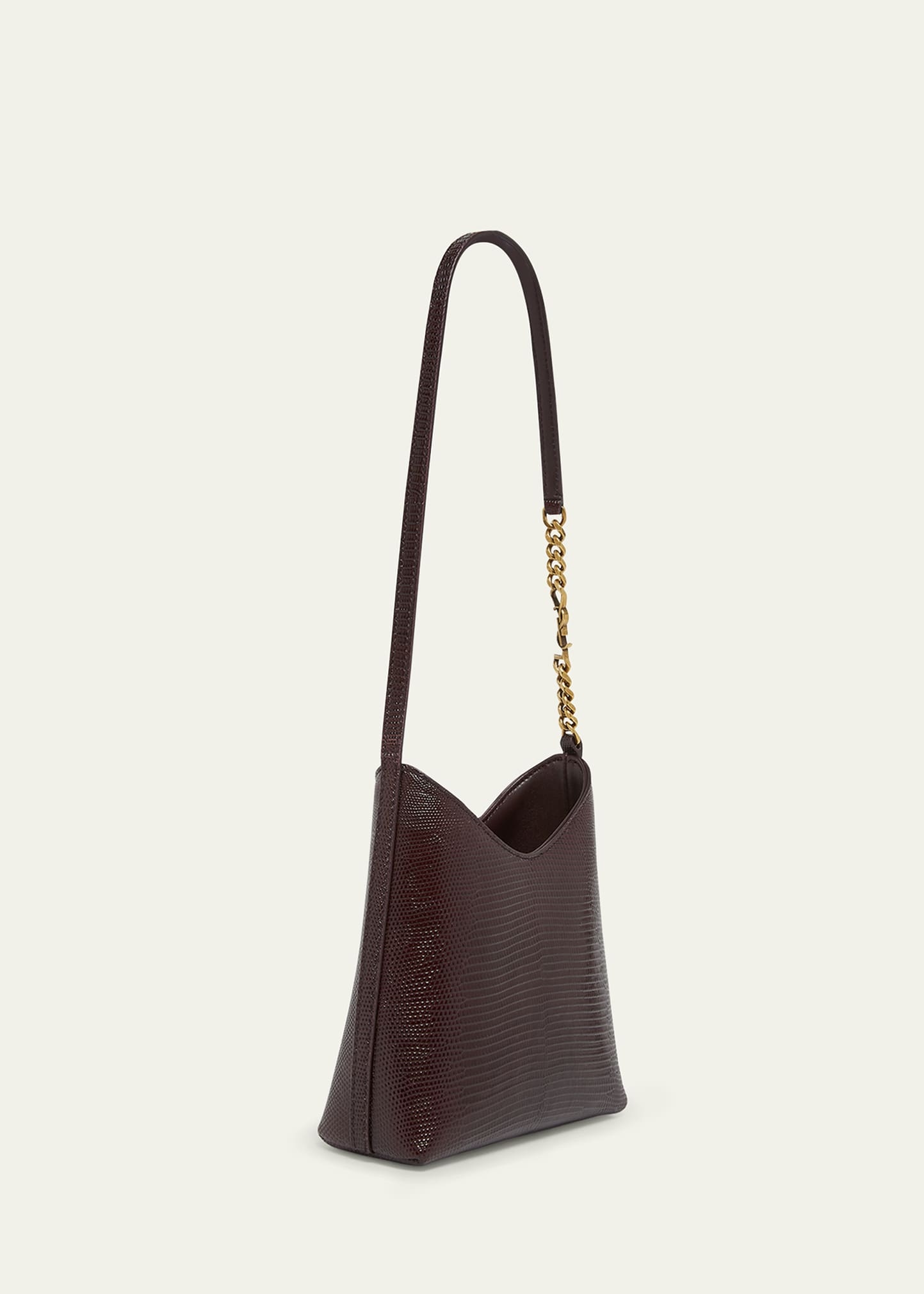 Mini Shoulder Bag in Shiny Lizard-Embossed Leather - 2