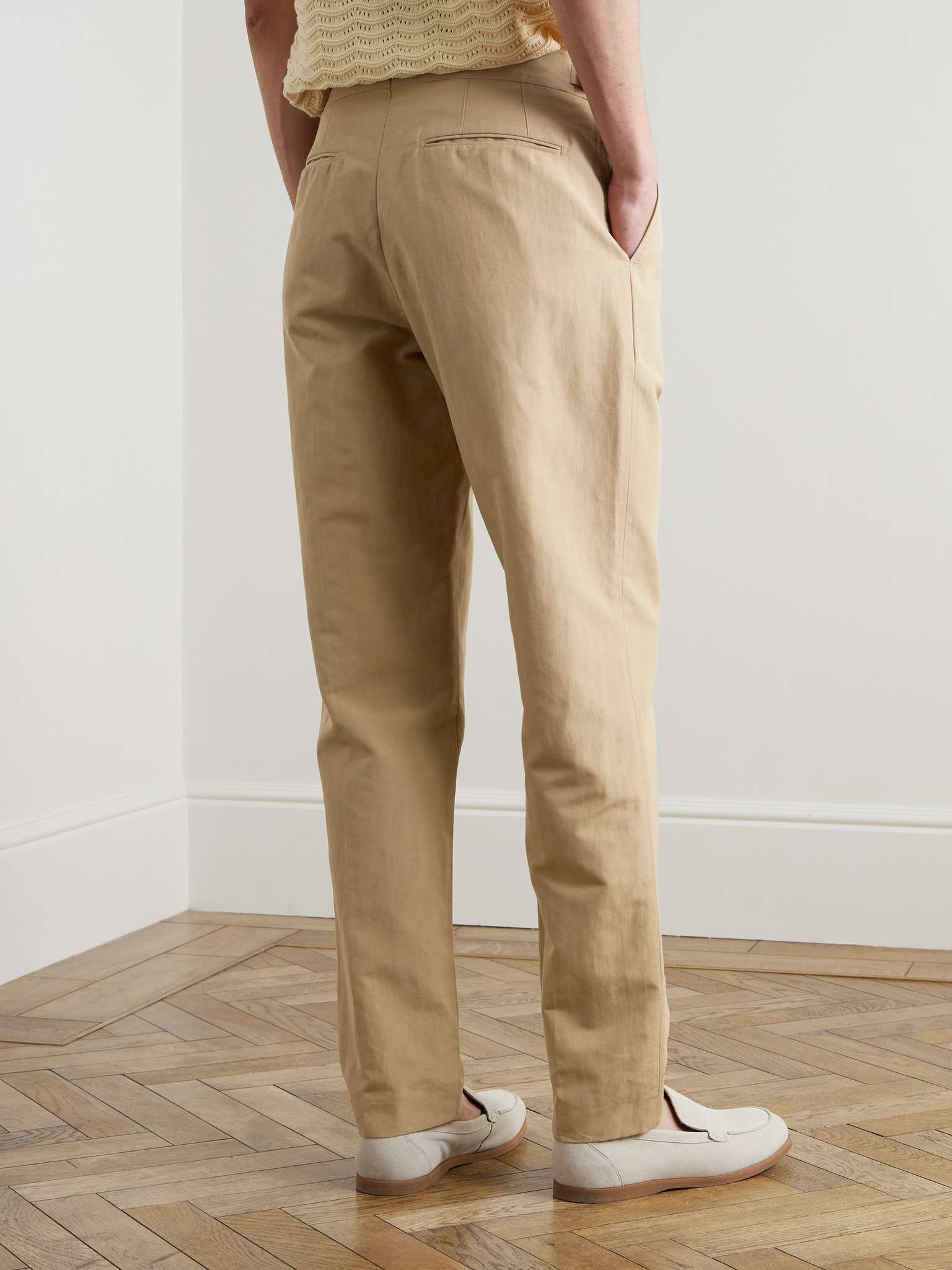 Carsyn Tapered Pleated Linen and Cotton-Blend Trousers - 4