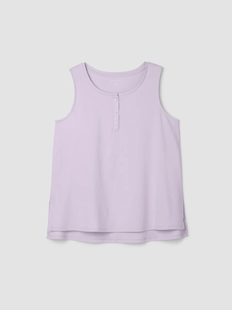 Organic Cotton Interlock Henley Sleep Tank - 1