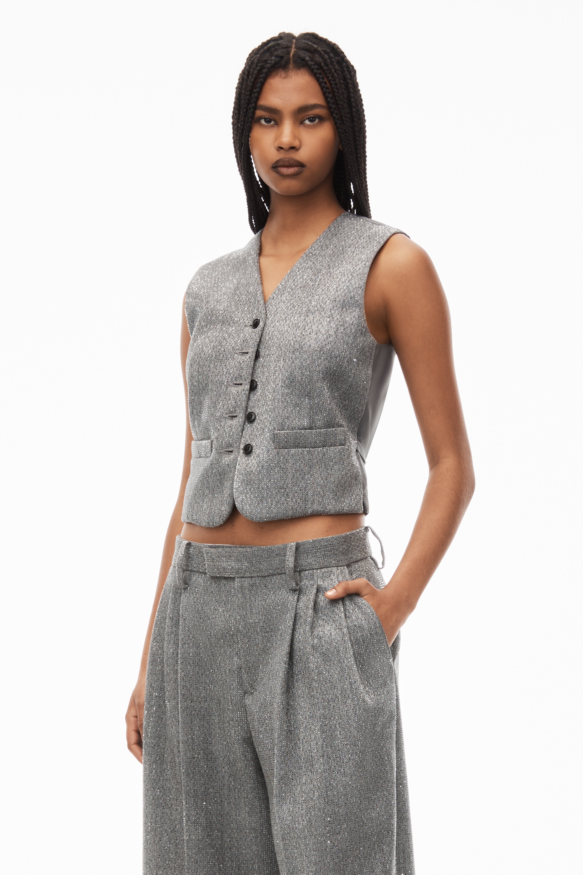 ALEXANDER WANG, Tailored Culotte With Layered Boxer, GREY, Women