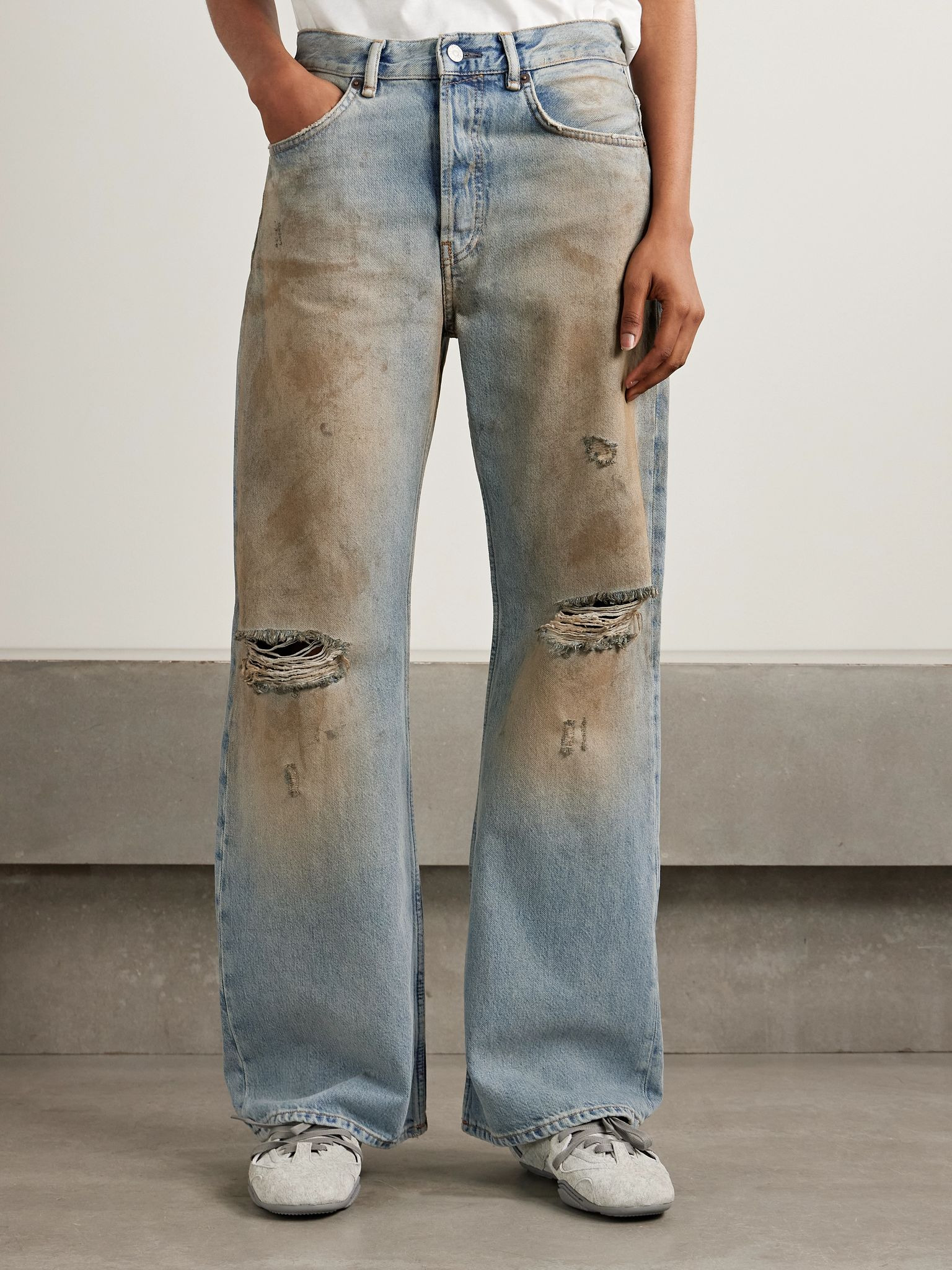2021 distressed organic jeans Blue - 3