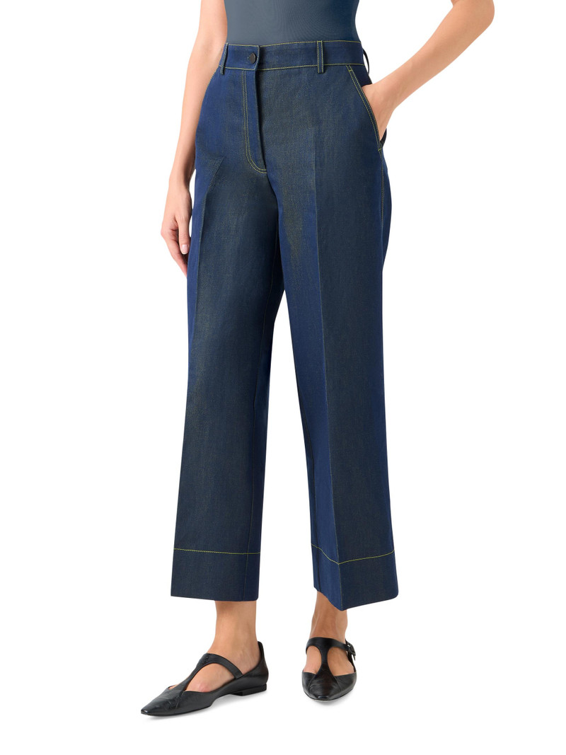 Women's Chiara Changeant Denim Wide-Leg Pants - Medium Blue Denim Lemon 3
